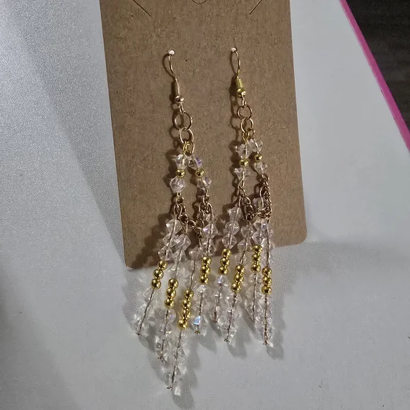 Chic Gold and Crystal Beaded Earrings - Picture 2 of 2